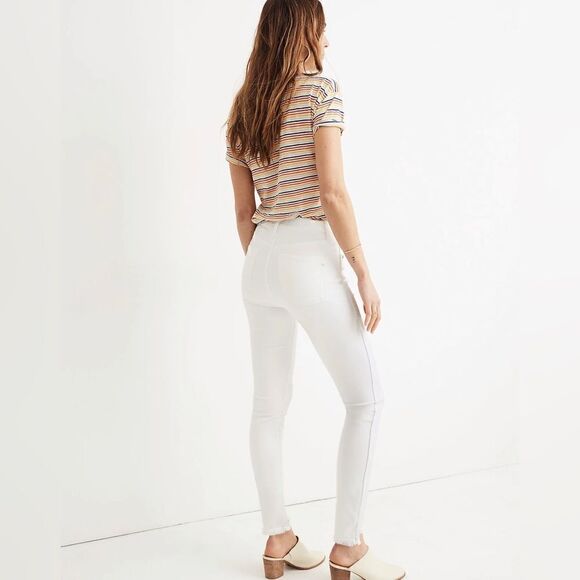 MADEWELL 10" High-Rise Skinny Jeans in Pure White: Step-Hem Edition size 26 - Picture 3 of 12
